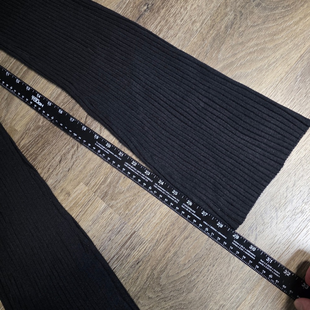 Savage X Fenty‎ Ribbed Knit Flare Pants Black High Waisted Loungewear US 8-10 M - Picture 2 of 7